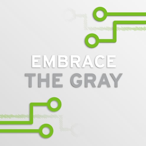 circuitry with text "embrace the gray"