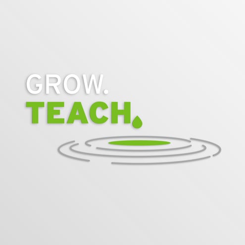 ripples in a pool of water with the text "Grow Teach"